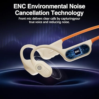 Diving & Swimming Bone Conduction Headphones – IP68 Waterproof, Open-Ear, Built-in MP3 & Bluetooth 6.0, Magnetic Charging, TUV Certified 10m Diving, 15H Playback – Orange - color: Orange