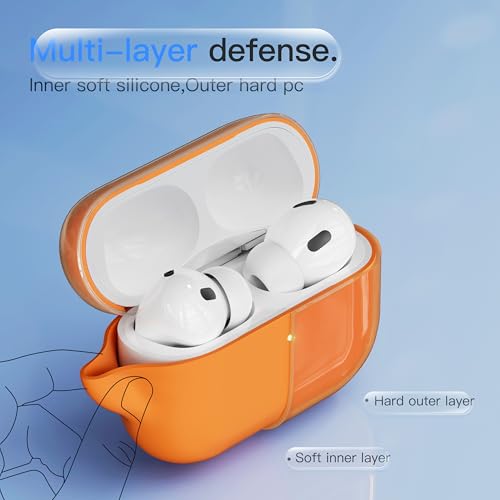 Case for AirPods Pro 3 Never-Sretch-Out DamonLight Shock-Proof Protective Semi Hard Silicone Case Compatible with Apple Airpods Pro 3rd Generation (Orange) - color: Orange
