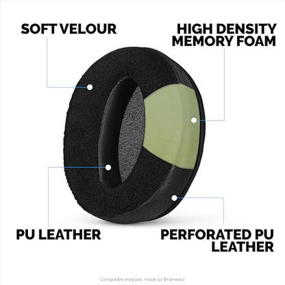 Replacement Hybrid Earpads for Sennheiser HD4.50BT HD4.50BTNC HD450BT HD4.50SE HD4.40BT HD4.30G HD4.20S HD458BT HD450 HD400S HD 350BT. PU Leather Velour Memory Foam, Extra Comfort - Brainwavz (Black) - color: Hybrid Black