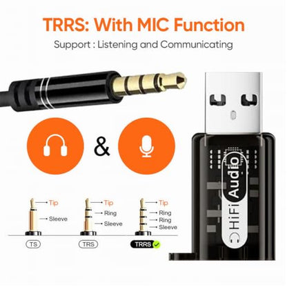 Xiwai 2pcs/lot USB to 3.5mm Audio Adapter Type-A Male USB2.0 to TRS TRRS Female AUX & MIC Sound Card 24bit 96kHz Adapter Compatible with Laptop Desktop - style: USB-A to 3.5mm Male Audio