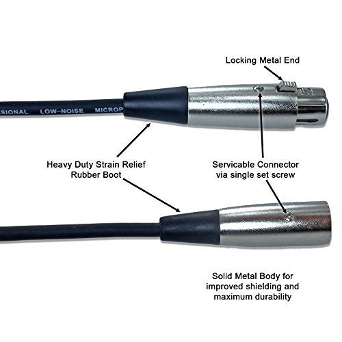 50 Foot Male to Female XLR Microphone Cable (Black) - color: Black