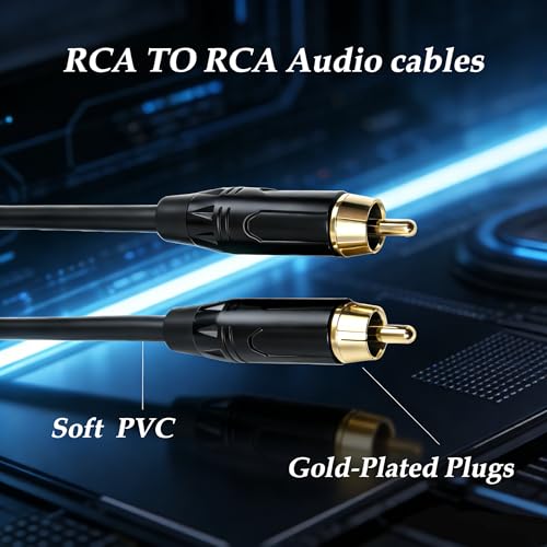 RCA to RCA Audio Cables with Gold-Plated Shielded Anti-Interference, RCA Cables Compatible with Amplifiers/Home Theaters/Musical Instruments/Soundbars/TVs/Speakers (Black, 3 FT) - size: 3 FT