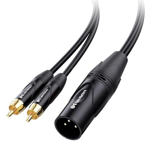 Cable Matters Dual RCA to XLR Stereo Audio Splitter Cable, 10ft | XLR Male to 2x RCA Male Splitter Cable, XLR to Dual RCA Splitter, Black - size: 10 Feet