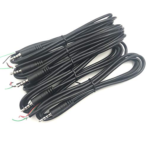 5Pcs 3.5mm Male Plug to Bare Wire Open End TRRS 4 Pole Stereo 1/8" 3.5mm Plug Connector Cable Replacement for Headphone Headset Earphone Microphone Audio Cable Repair 4.9ft
