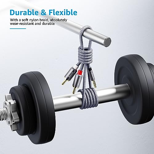 3.5mm to 2RCA Cable 6 Feet, Braided 2RCA to 3.5mm AUX to 2-Male 2RCA Audio Auxiliary Stereo Y Splitter Cable 1/8 to 2RCA Stereo Cable Audiophiles Headphone 2RCA Cable [Double-Shielded]