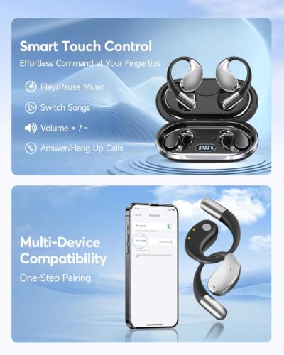 AI Translation Open Ear Earbuds Real Time, Bone Conduction Over The Bluetooth Language Translator Headphones Built-in Mic, Waterproof, Audifonos Traductores Inglés Español, Travel/Music/Calls/Exercise