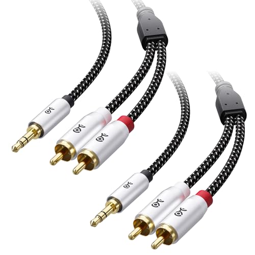 Cable Matters 2-Pack RCA to 3.5mm Audio Cable, RCA to Aux, 3ft | 3.5mm to L/R Cord, Black, Gold-Plated Connectors, Male-to-Male Audio Cable