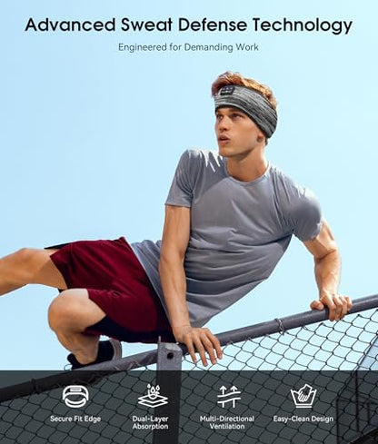 MUSICOZY Bluetooth 5.4 Sleep Headphones Headband Sports Wireless Audio | Earbuds 2 in 1 Design with Breathable Stretch Fabric, HD Stereo Sound Speakers for Workout Yoga Running, Nighttime Sleep Use - color: Stripped Gray