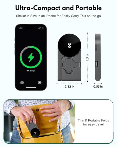 𝟐𝟎𝟐𝟔 3 in 1 Wireless Charging Station Mag-Safe Fast Charging Station for Apple MagSafe Charger, with USB C Charger, Foldable Charging Magnetic Wireless Charger Stand, Space Aluminum Travel Charger - color: Luxury Black