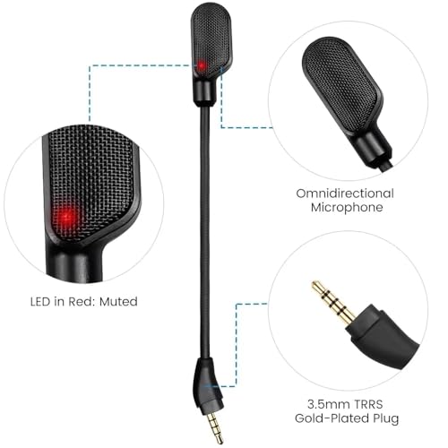 Cloud 3 Mic Boom, Replacement Microphone 3.5mm Detachable Noise Cancelling with Mute LED Indicator Repair Parts for Kingston HyperX Cloud III/Cloud 3 Gaming Headset