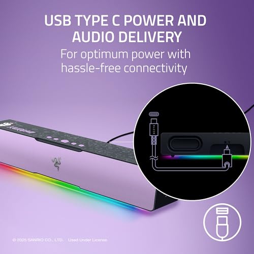 Razer Leviathan V2 X, PC Soundbar, Full-Range Drivers, Kuromi Edition | Compact Design, Chroma RGB, USB-C, Bluetooth 5.0, for PC, Laptop, Smartphones, Tablets & Nintendo Switch - color: Kuromi Edition, size: V2 X