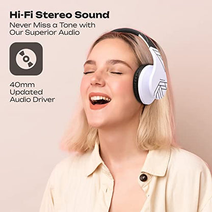 PowerLocus Bluetooth Over-Ear Headphones, Wireless Stereo Foldable Headphones Wireless and Wired Headsets with Built-in Mic, Micro SD/TF, FM for iPhone/Samsung/iPad/PC (Black/White) - color: Black/White