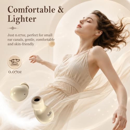 Xmenha Low Profile Invisible Earbuds Mini Wireless Bluetooth with Premium Sound Quality and One-Step Auto Pairing Micro Tiny Small Discreet Earbuds for Small Ear Canals Invisible Ear Buds Mini - color: Nude