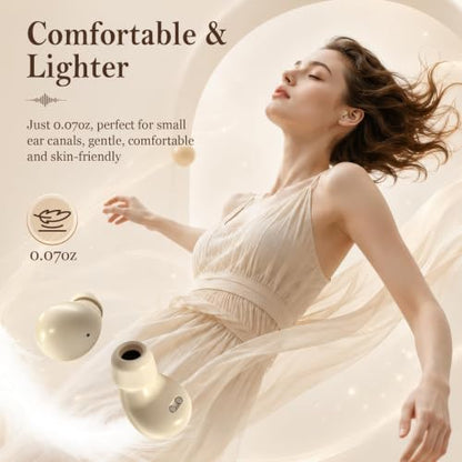 Xmenha Low Profile Invisible Earbuds Mini Wireless Bluetooth with Premium Sound Quality and One-Step Auto Pairing Micro Tiny Small Discreet Earbuds for Small Ear Canals Invisible Ear Buds Mini - color: Nude