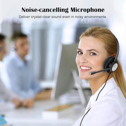 MKJ Cisco Telephone Headset with Microphone Noise Canceling, Office Headset | Wired RJ9 Call Center Headphone, Compatible with Cisco 7861 7942G 7945G 7961G 7962G 8841 8861 9971, Dual Ear, Clear Calls