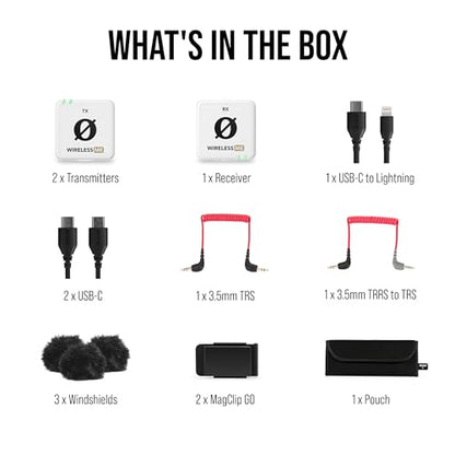 RØDE Wireless ME Dual Set Ultra-Compact Wireless Microphone System with Built-in Microphones, GainAssist Technology and 100m Range for Filmmaking, Interviews and Content Creation (White) - style: WIME Dual - White