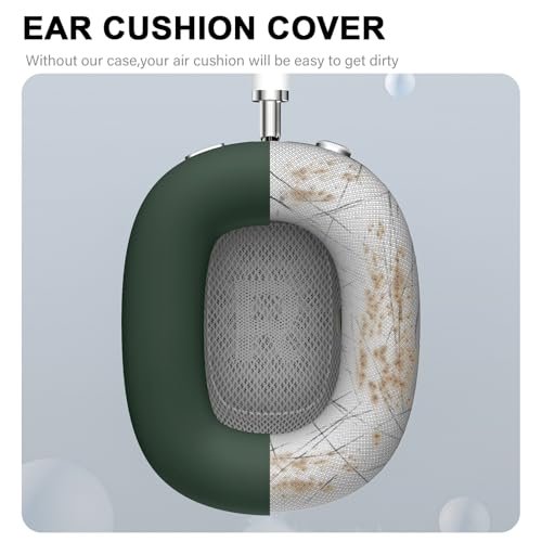 Maxjoy for AirPods Max Case, Soft Silicone Ear Cups & Headband Cover, Anti-Scratch Protective Accessories, Dark Green - color: Dark Green