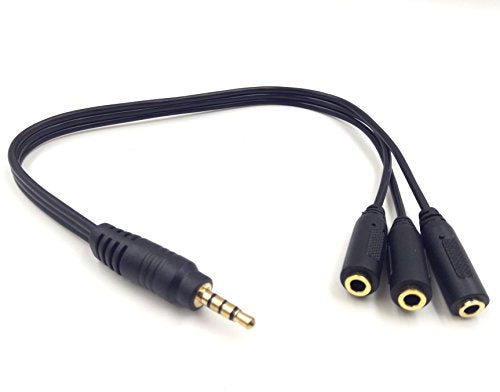 9 Inch 3.5mm (1/8") TRRS Male Plug to 3X Female Stereo Splitter Audio Cable, Gold-Plated(35M/3F)