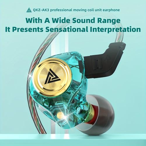 QKZ AK3 Transparent Dynamic Resin Headphones DJ Monitor Earbuds - 3.5mm Wired in-Ear Earphones with Mic Hi-Fi Stereo Heavy Bass Headset for Sports/Gaming/Gym (White) - color: White