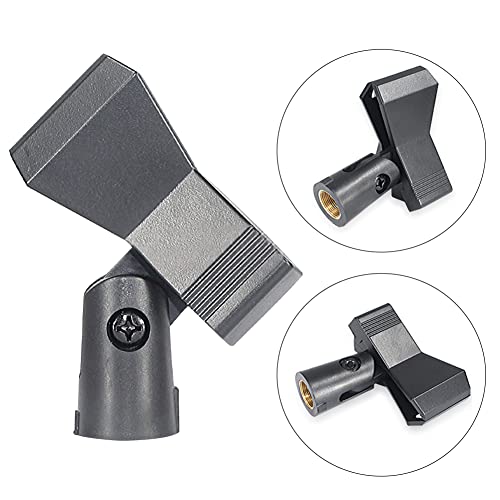 2pcs Microphone Clip, Adjustable Mic Clip Holder for Mic Stand, Mic Holder Clamp for Handheld Microphones(Black)