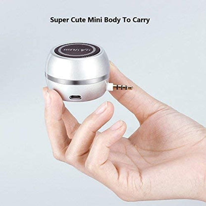 Milcraft Mini Speaker with 3.5mm Aux Input Jack, 3W Loud Portable Speaker for iPhone iPod iPad Cellphone Tablet Laptop, with USB Rechargeable Battery, Gift Choice for Kids, Silver