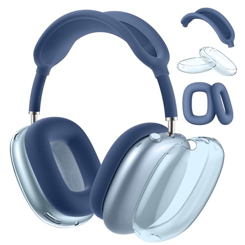 Compatible with Apple AirPods Max Case,Clear Soft TPU Anti-Scratch,Ear Pad Case Cover/Ear Cups Cover/Headband Covers for AirPods Max Headphones,Blue - color: D-Blue, size: Clear case