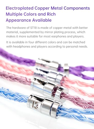 keephifi KBEAR ST18 Colorful IEM Cable Single Crystal Copper Silver-Plated Upgrade in Ear Monitor Cable with 3.5mm Gold-Plated Plug for KZ ZST/ZSN Pro/AS10/ZS10 PRO/ES4 (2PIN, Purple, 3.5MM Plug)