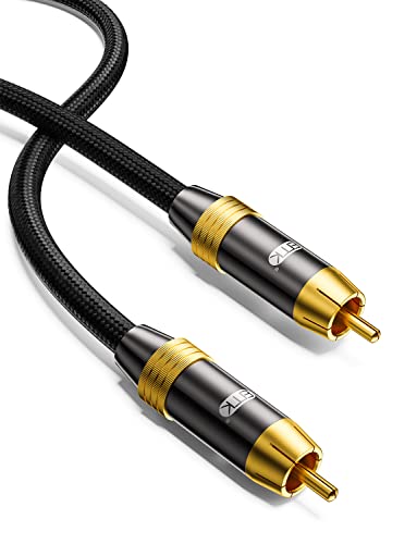 EMK Digital Coaxial Cable OFC Core HiFi SPDIF Coax Audio Cable 75-Ohm RCA Male to Male for Subwoofer, TV, Apm-Black (8ft/2.4m) - size: 8ft/2.4m