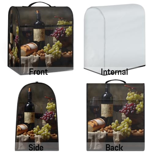 Grape Red Wine Glass Kitchen Aid Mixer Cover Compatible with 6-8 Quarts, Stand Mixer Cover, Dust Cover with Zipper Pocket, Kitchen Aid Mixer Accessories, Kitchen Appliance Organizer Bag - color: Grape red wine