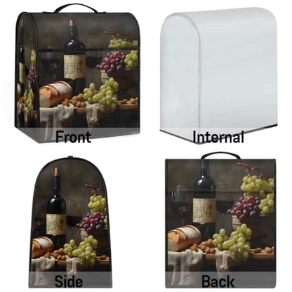 Grape Red Wine Glass Kitchen Aid Mixer Cover Compatible with 6-8 Quarts, Stand Mixer Cover, Dust Cover with Zipper Pocket, Kitchen Aid Mixer Accessories, Kitchen Appliance Organizer Bag - color: Grape red wine