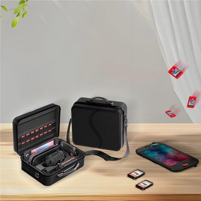Gaekol All in One Carrying Case for Nintendo Switch 2(2025), Protective Large Hard Travel Case for Storage Switch 2, Pro Controller, Joy-Cons Grip, Dock, 18 Game Card Slots and Accessories, Black - style: All in One-black