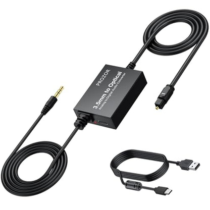PROZOR 3.5mm to SPDIF Converter Analog to Digital Audio Cable ADC Adapter for Enhanced Sound Toslink Optical Output 3.5mm to Optical Cable for Gaming Consoles Computers and Projectors etc - style: 3.5mm to Optical