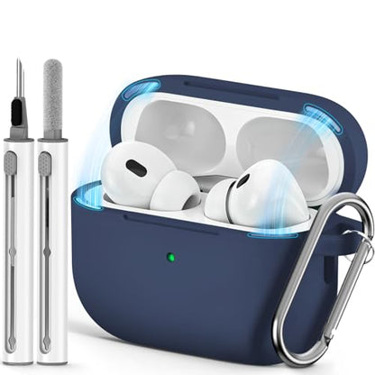 Ljusmicker for AirPod Pro Case Cover with Cleaner Kit,Soft Silicone Protective Case for Apple AirPods Pro 2nd/1st Generation for Women Men,AirPod Pro Case with Magnetic Lid Lock & Keychain-Solid Blue - color: C-Magnetic Blue