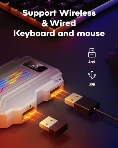 Keyboard and Mouse Adapter for Nintendo Switch 2|Switch, PS4|PS3, Xbox Series S|X, Xbox One, Xbox 360, PC Converter, 3.5mm Headset, APP Real-time Adjust: Key Mapping, Dead zones, FPS, TPS, RPG Games
