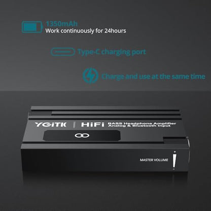 Professional 16-600Ω Bluetooth Headphone Amplifier with Bass Boost,3.5mm Portable HiFi Earphone Amplifiers,Gain Switch Bass Volume Adjust & Aluminum Case,Rechargeble Headphone Amp for Laptop - style: HiFi BASS with Bluetooth