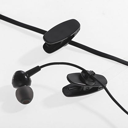 BBTO 20 Pieces Clips for Earphone Wire 360 Degree Rotate Black Earphone Cable Clothing Clip for Fixing Headphone Wire (1.18 Inches)