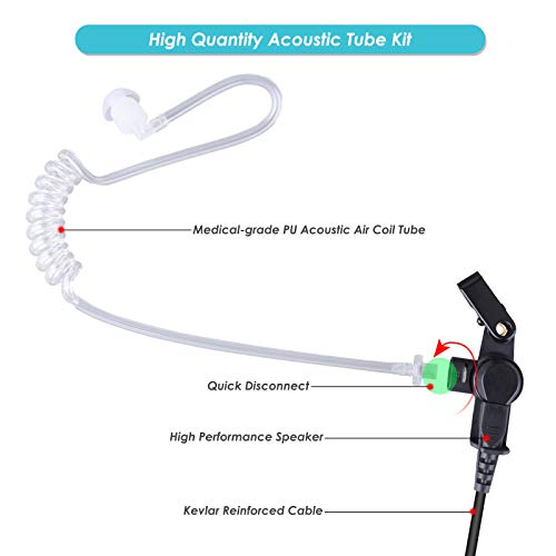 Walkie Talkie Earpiece w Mic 2.5mm 1-Pin Compatible with Motorola Talkabout | Two-Way Radio Headset with PTT Covert Air Acoustic Tube