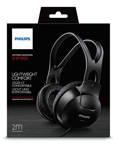 Philips Stereo Over-Ear Headphones SHP1900/10 Hi-Fi Headphones with Cable (Adjustable Headband, Large earpieces, Lightweight Design, 2-m Cable) Black