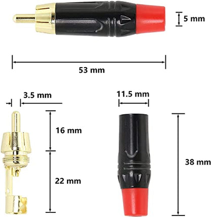 Yuchenfeng Gold-Plated RCA to Bare Wire Speaker Cable - 14AWG OFC Copper Audio Cable for Subwoofers, Amps & Home Theater, Dual PVC Shielded, Zero-Noise (2FT 2PCS) - size: RCA TO BARE 2FT 2-PCS