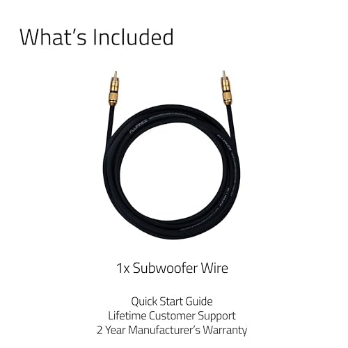 Fluance Premium Grade Subwoofer Cable with Gold-Plated RCA Connectors, High-Performance OFC Cable with Durable Rubber Insulator for Subwoofer, Home Theater, Amplifier - 12 ft
