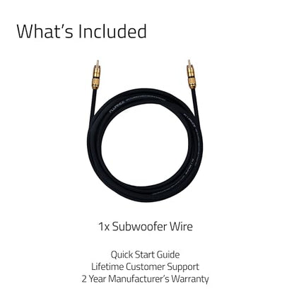 Fluance Premium Grade Subwoofer Cable with Gold-Plated RCA Connectors, High-Performance OFC Cable with Durable Rubber Insulator for Subwoofer, Home Theater, Amplifier - 12 ft