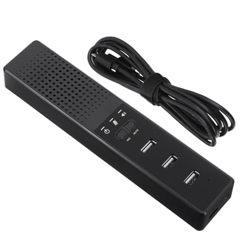 Portable USB Conference Microphone and Desktop Speaker with Stereo Effect, Black Abs Material Mini Laptop Speaker for Office and School Use, Compact Design with Enhanced Sound