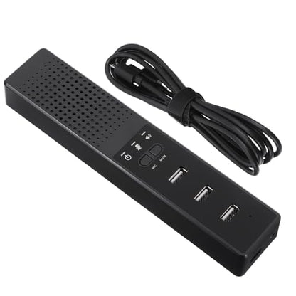 Portable USB Conference Microphone and Desktop Speaker with Stereo Effect, Black Abs Material Mini Laptop Speaker for Office and School Use, Compact Design with Enhanced Sound
