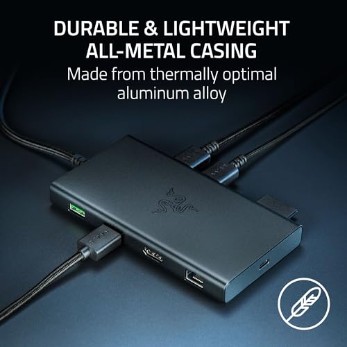 Razer USB-C Dock, 11-in-1 Portable Travel Hub, 85W, Black