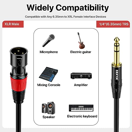 EBXYA 1/4 TRS to XLR 3ft 2Pack - 6.35mm 3Pin Balanced Male Audio Cable | Double Shielding, Oxygen-Free Copper, for Mixers, Amps, Studio Recording - size: 3 feet-2 Pack, style: TRS to XLR Male