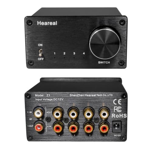 Bi-Directional 4-Way Stereo Audio Switcher, Rotary Knob, Gold-Plated RCA