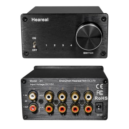 Bi-Directional 4-Way Stereo Audio Switcher, Rotary Knob, Gold-Plated RCA