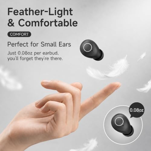 Smallest Invisible Earbuds Wireless Bluetooth, Low Profile Micro Tiny Discreet Hidden Earbuds for Work,Mini Small Headphones, Invisible Sleep Wireless Earphone for Small Earbuds - color: Black