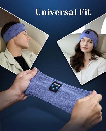 Perytong Sleep Headphones with Bluetooth 5.4 Headband, Wireless Sleeping Headphones for Side Sleepers, Sweat-Proof Sport Headband Headphones with Built-in Speakers for Yoga Running Travel - color: TwilightBlue