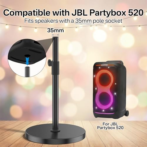 Floor Speaker Stand for JBL PartyBox 520 Stand, Adjustable Height 24.4"-32.3", Heavy Duty Surround Speaker Stands for JBL PartyBox Stand with Reinforced Base, Supports Up to 57 Lbs, 1 Pack - size: For PartyBox 520